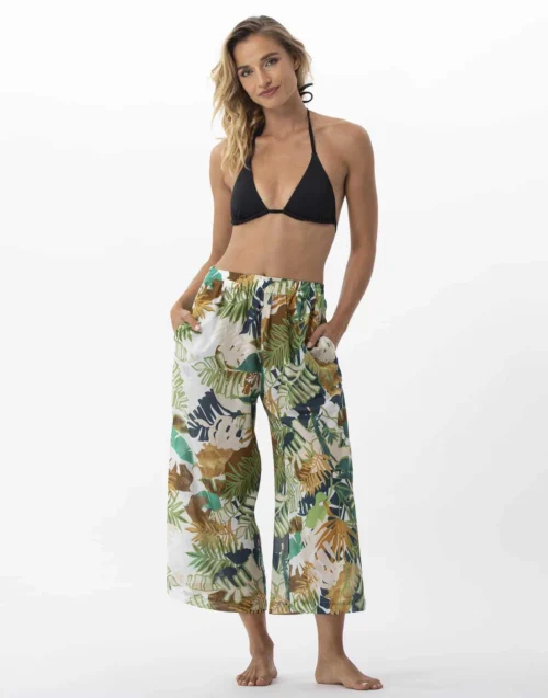 Pantalon Imprimé Végétaux En 100% Coton PALMERAIE 780 Multico