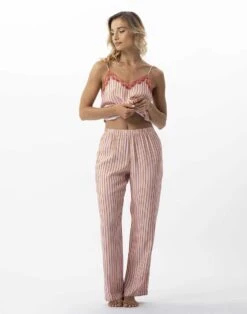 Pantalon Pyjama Rayé En 100% Viscose BIRKIN 780 Dragée