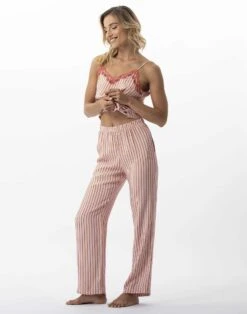 Pantalon Pyjama Rayé En 100% Viscose BIRKIN 780 Dragée -Pyjama Chic Femme Magasin pantalon pyjama raye en 100 viscose birkin 780 dragee 3