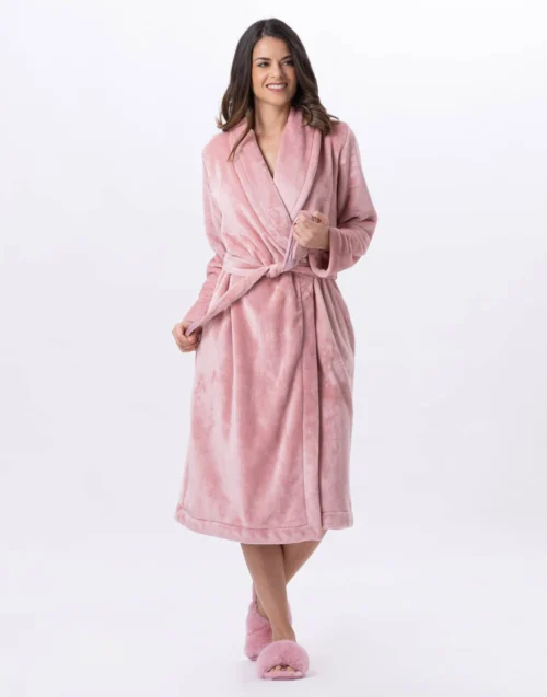 Peignoir Croisé Flanelle ESSENTIEL H61B Blush -Pyjama Chic Femme Magasin peignoir croise flanelle essentiel h61b blush 3