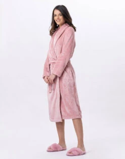 Peignoir Croisé Flanelle ESSENTIEL H61B Blush -Pyjama Chic Femme Magasin peignoir croise flanelle essentiel h61b blush 4