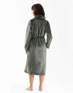 Peignoir Croisé Flanelle ESSENTIEL H61B Lichen -Pyjama Chic Femme Magasin peignoir croise flanelle essentiel h61b lichen 4