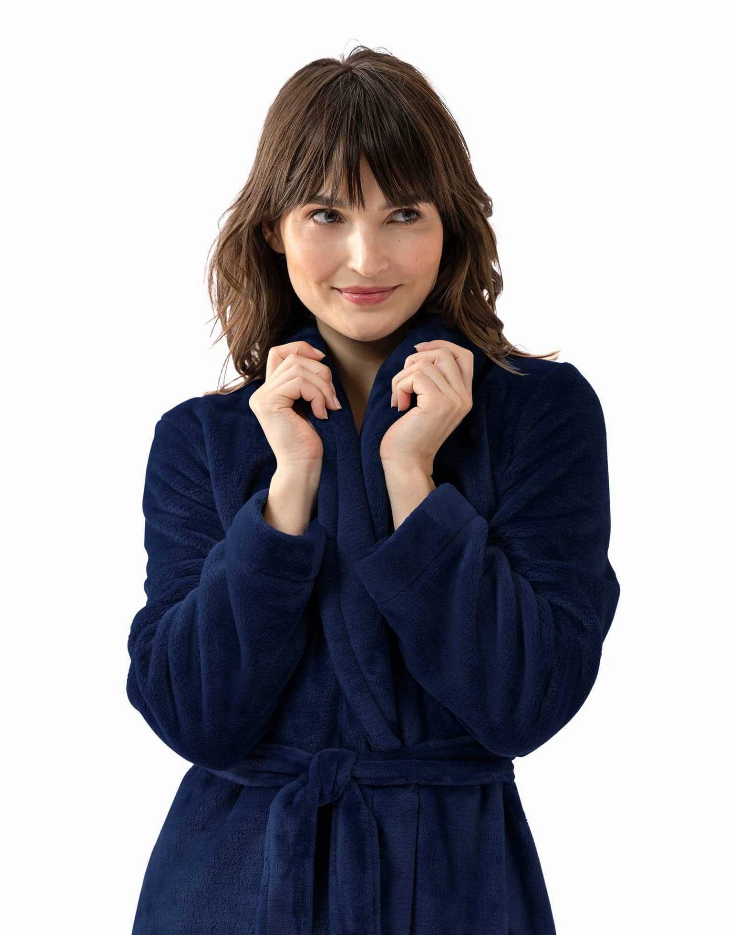 Peignoir Croisé Flanelle ESSENTIEL H61B Marine 2 Peignoir Croisé Flanelle ESSENTIEL H61B Marine – Image 2