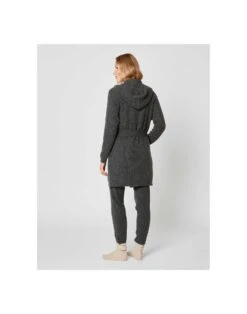Peignoir En Cachemire Col Châle à Capuche Souple Anthracite 6 Peignoir En Cachemire Col Châle à Capuche Souple Anthracite -Pyjama Chic Femme Magasin peignoir en cachemire col chale a capuche souple anthracite 2