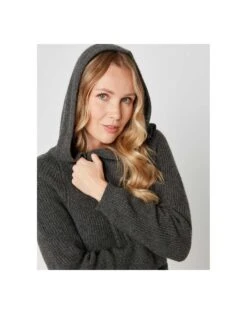 Peignoir En Cachemire Col Châle à Capuche Souple Anthracite 7 Peignoir En Cachemire Col Châle à Capuche Souple Anthracite -Pyjama Chic Femme Magasin peignoir en cachemire col chale a capuche souple anthracite 3