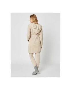 Peignoir En Cachemire Col Châle à Capuche Souple Camel -Pyjama Chic Femme Magasin peignoir en cachemire col chale a capuche souple camel 2