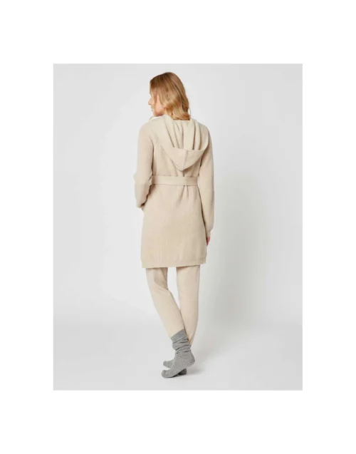 Peignoir En Cachemire Col Châle à Capuche Souple Camel -Pyjama Chic Femme Magasin peignoir en cachemire col chale a capuche souple camel 2