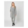 Peignoir En Cachemire Col Châle à Capuche Souple Gris Chiné
