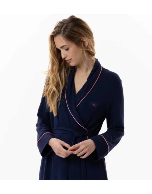Pyjama Chic Femme Magasin -Pyjama Chic Femme Magasin peignoir molletonne yoga 760 marine 1