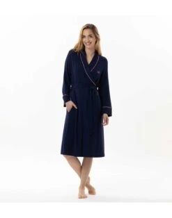 Peignoir Molletonné YOGA 760 Marine -Pyjama Chic Femme Magasin peignoir molletonne yoga 760 marine 3