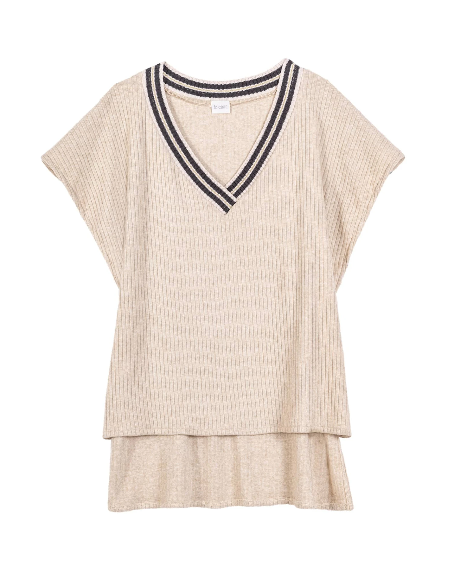 Poncho Pull En Maille Tricot ESMEE 831 Beige 7 Poncho Pull En Maille Tricot ESMEE 831 Beige – Image 7