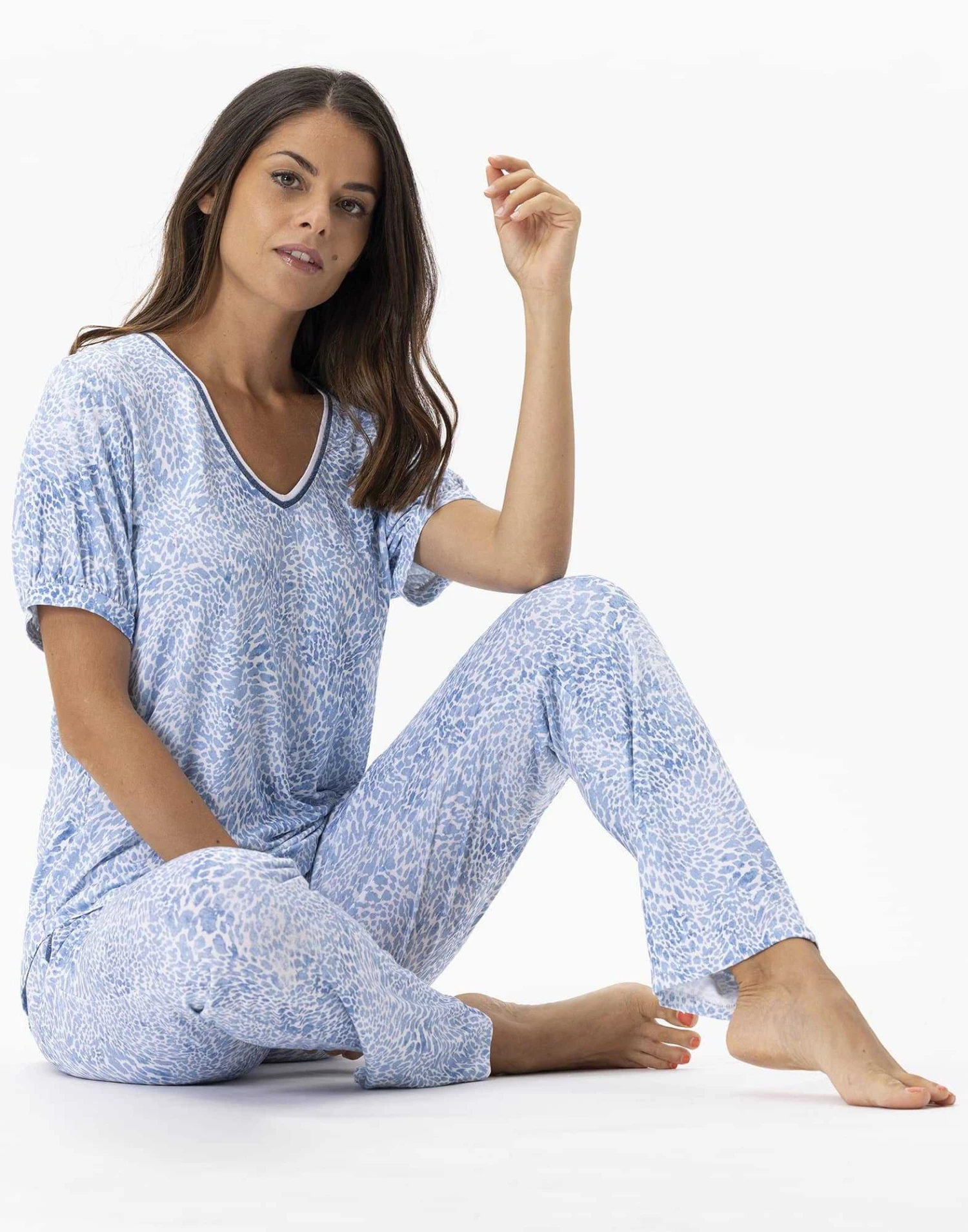 Pyjama 7/8° Imprimé En Viscose élasthanne VICTORIA 702 Ciel 5 Pyjama 7/8° Imprimé En Viscose élasthanne VICTORIA 702 Ciel – Image 5