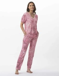 Pyjama 7/8° Imprimé En Viscose élasthanne VICTORIA 702 Fraise -Pyjama Chic Femme Magasin pyjama 7 8 imprime en viscose elasthanne victoria 702 fraise 2