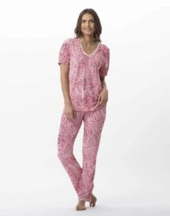 Pyjama 7/8° Imprimé En Viscose élasthanne VICTORIA 702 Fraise