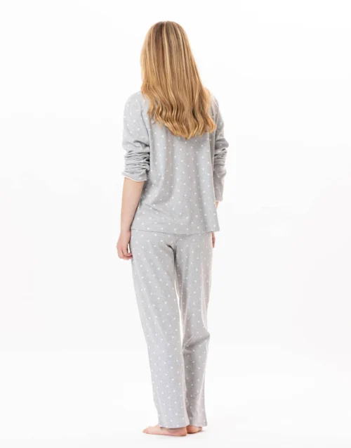Pyjama Boutonné En Coton CHAMADE 806 Gris Chine -Pyjama Chic Femme Magasin pyjama boutonne en coton chamade 806 gris chine 5