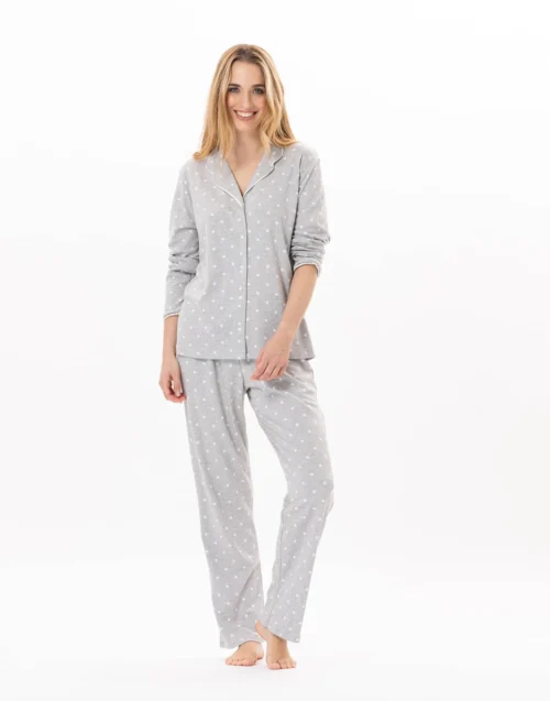 Pyjama Boutonné En Coton CHAMADE 806 Gris Chine