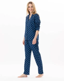 Pyjama Boutonné En Coton CHAMADE 806 Prusse 10 Pyjama Boutonné En Coton CHAMADE 806 Prusse -Pyjama Chic Femme Magasin pyjama boutonne en coton chamade 806 prusse 3