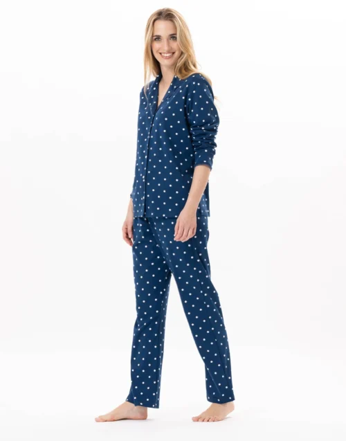 Pyjama Boutonné En Coton CHAMADE 806 Prusse 10 Pyjama Boutonné En Coton CHAMADE 806 Prusse -Pyjama Chic Femme Magasin pyjama boutonne en coton chamade 806 prusse 3
