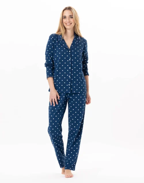 Pyjama Boutonné En Coton CHAMADE 806 Prusse