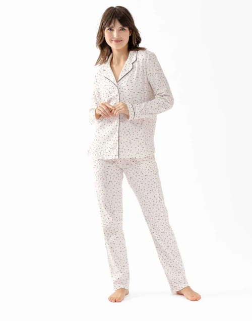 Pyjama Boutonné En Coton écru HOLLY 606 écru -Pyjama Chic Femme Magasin pyjama boutonne en coton ecru holly 606 ecru 3