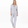 Pyjama Boutonné En Coton GARANCE 806 Gris Chine/Blanc