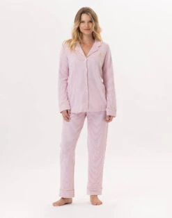 Pyjama Boutonné En Coton GARANCE 806 Rose/Blanc