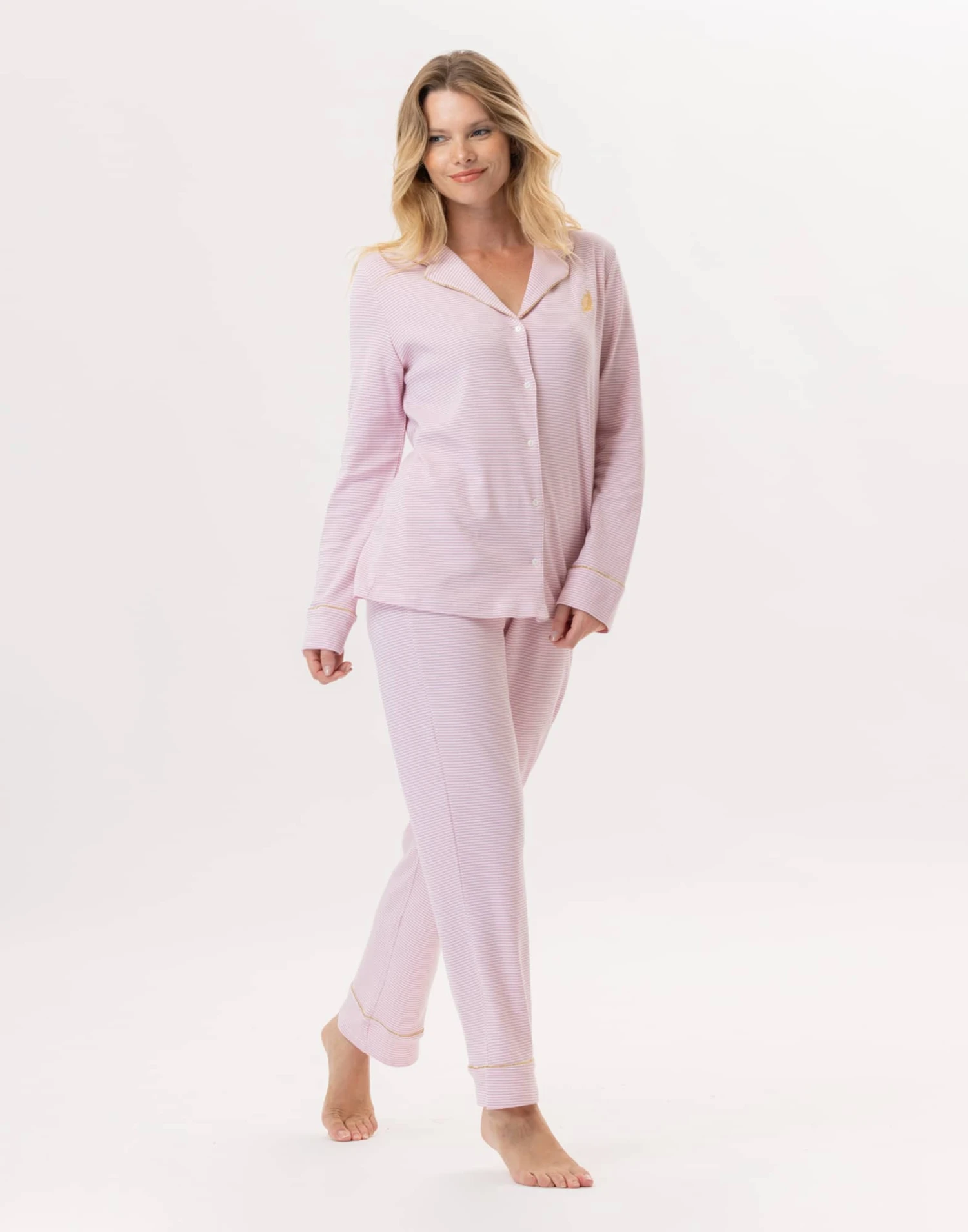 Pyjama Boutonné En Coton GARANCE 806 Rose/Blanc 5 Pyjama Boutonné En Coton GARANCE 806 Rose/Blanc – Image 5