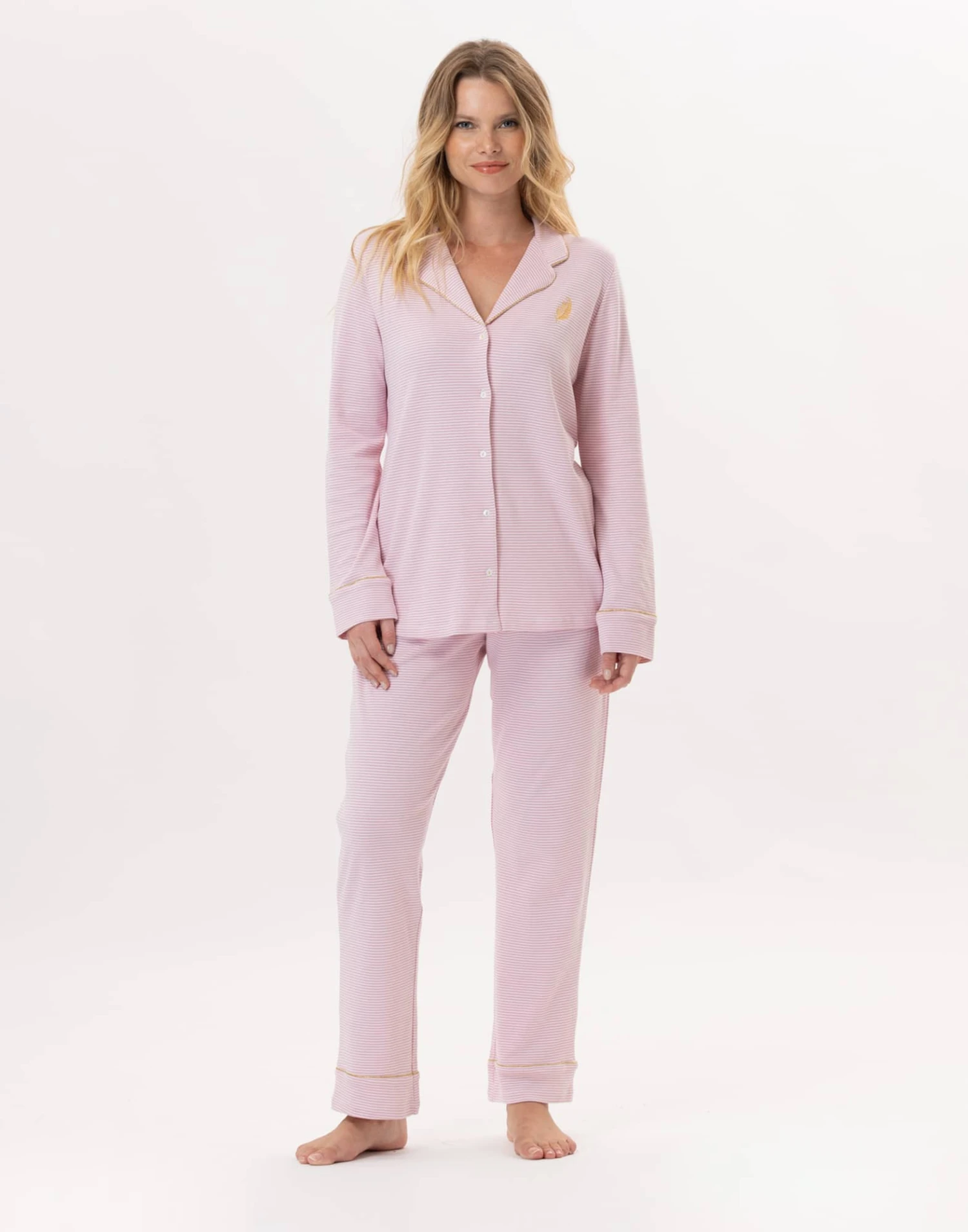 Pyjama Boutonné En Coton GARANCE 806 Rose/Blanc 1 Pyjama Boutonné En Coton GARANCE 806 Rose/Blanc