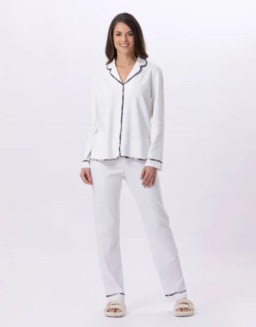 Pyjama Boutonné En Coton GLORIA 806 Ecru