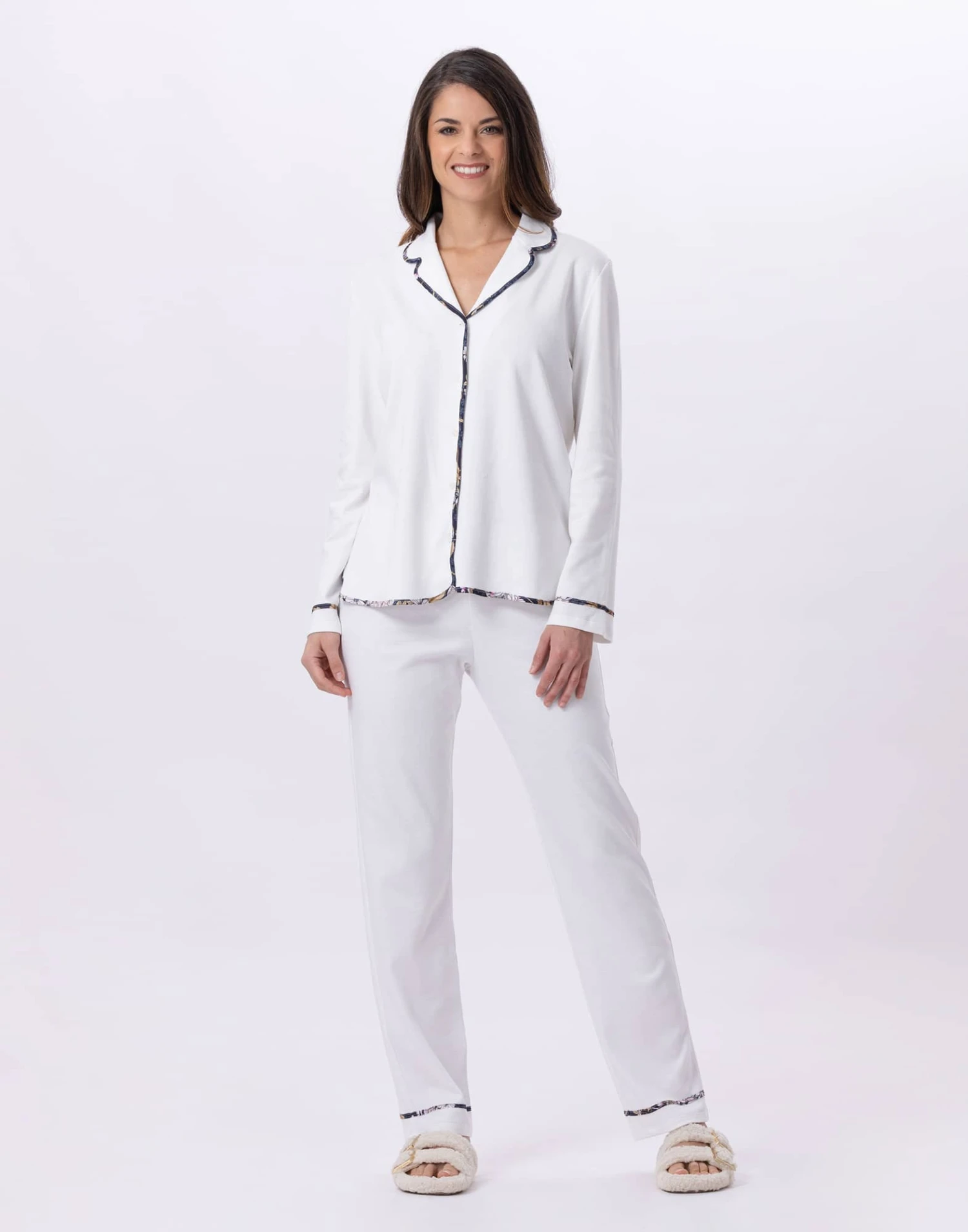 Pyjama Boutonné En Coton GLORIA 806 Ecru