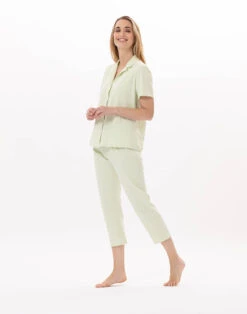 Pyjama Boutonné En Coton PITCHOUN 906 Vert D'eau -Pyjama Chic Femme Magasin pyjama boutonne en coton pitchoun 906 vert d eau 2