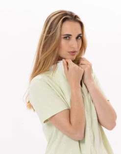 Pyjama Boutonné En Coton PITCHOUN 906 Vert D'eau -Pyjama Chic Femme Magasin pyjama boutonne en coton pitchoun 906 vert d eau 3