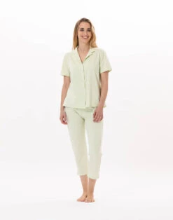 Pyjama Boutonné En Coton PITCHOUN 906 Vert D'eau -Pyjama Chic Femme Magasin pyjama boutonne en coton pitchoun 906 vert d eau 4