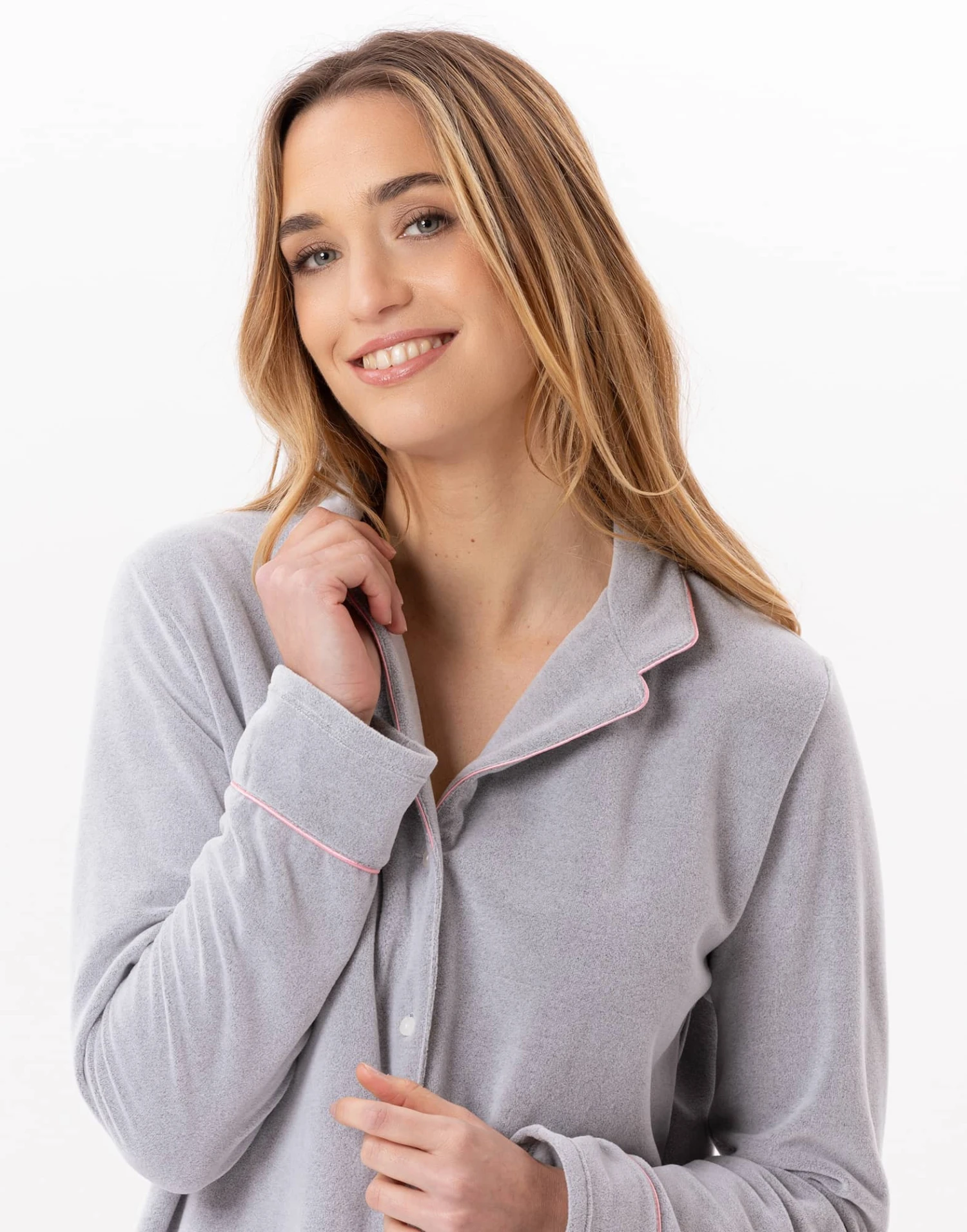 Pyjama Boutonné En Micropolaire DOUCE 806 Gris Chine 2 Pyjama Boutonné En Micropolaire DOUCE 806 Gris Chine – Image 2