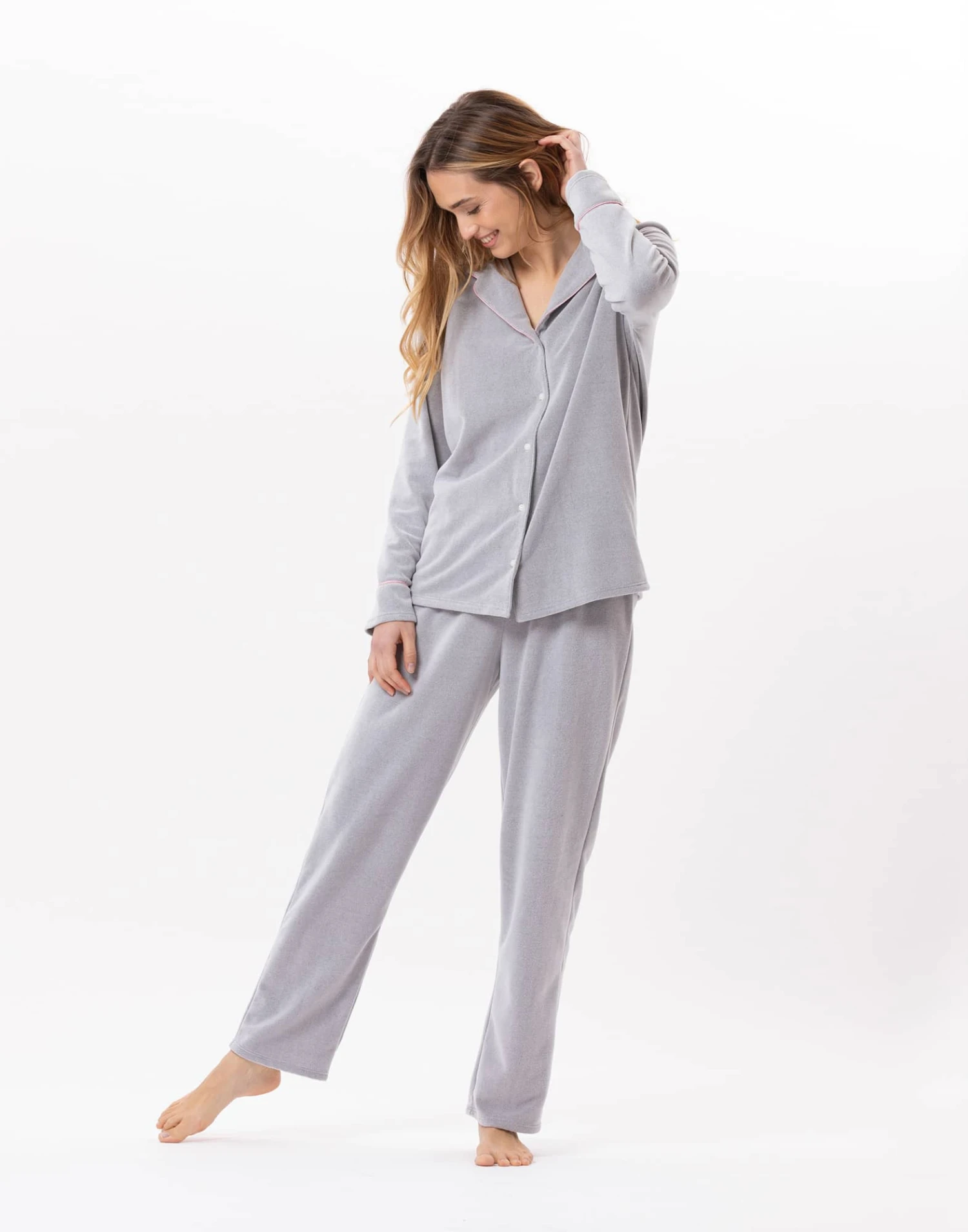Pyjama Boutonné En Micropolaire DOUCE 806 Gris Chine 5 Pyjama Boutonné En Micropolaire DOUCE 806 Gris Chine – Image 5