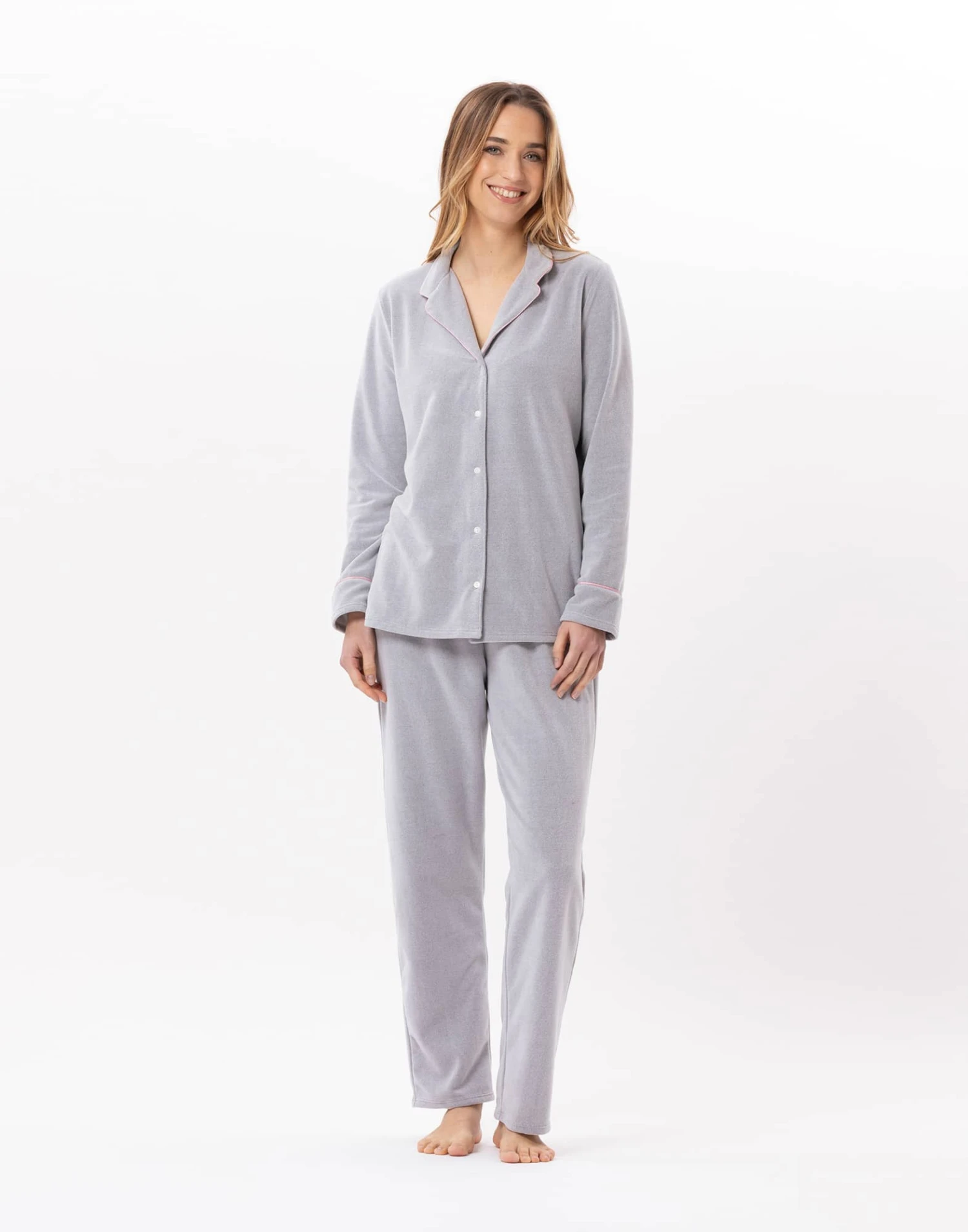 Pyjama Boutonné En Micropolaire DOUCE 806 Gris Chine 1 Pyjama Boutonné En Micropolaire DOUCE 806 Gris Chine