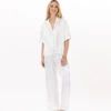 Pyjama Boutonné En Viscose CROISETTE 906 Blanc/Doré