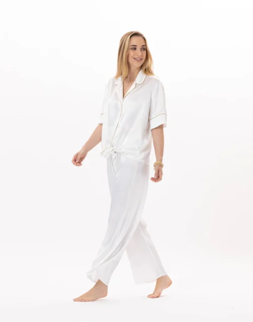Pyjama Boutonné En Viscose CROISETTE 906 Blanc/Doré 10 Pyjama Boutonné En Viscose CROISETTE 906 Blanc/Doré -Pyjama Chic Femme Magasin pyjama boutonne en viscose croisette 906 blanc dore 2