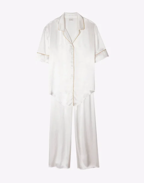 Pyjama Boutonné En Viscose CROISETTE 906 Blanc/Doré 15 Pyjama Boutonné En Viscose CROISETTE 906 Blanc/Doré -Pyjama Chic Femme Magasin pyjama boutonne en viscose croisette 906 blanc dore 7