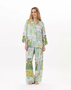 Pyjama Boutonné En Viscose ESTEREL 906 Vert D'eau