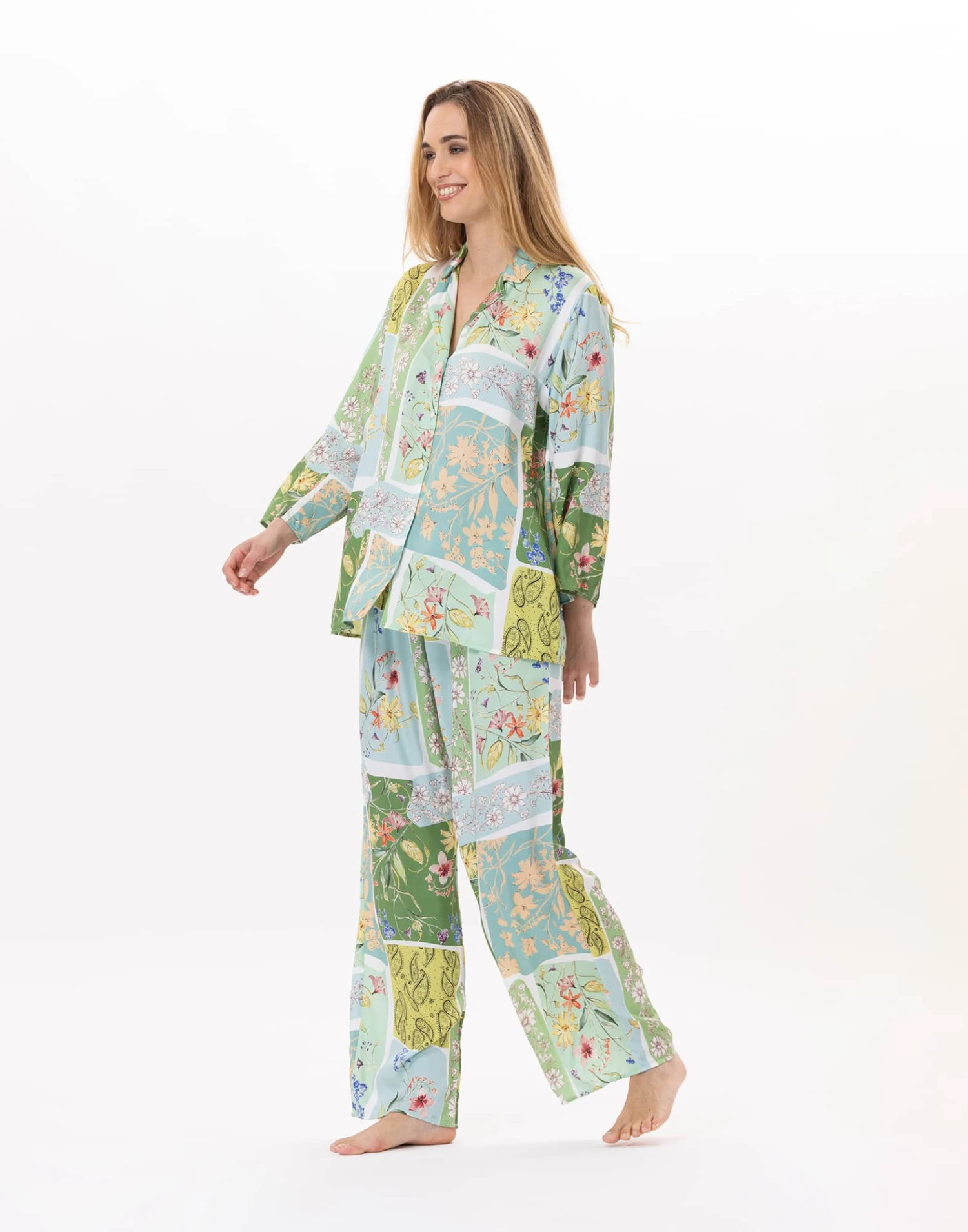 Pyjama Boutonné En Viscose ESTEREL 906 Vert D'eau 5 Pyjama Boutonné En Viscose ESTEREL 906 Vert D'eau – Image 5