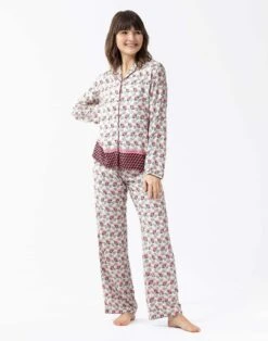 Pyjama Boutonné En Viscose Imprimée écru ZOÉ 606écru -Pyjama Chic Femme Magasin pyjama boutonne en viscose imprimee ecru zoe 606 ecru 2