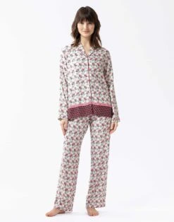 Pyjama Boutonné En Viscose Imprimée écru ZOÉ 606écru