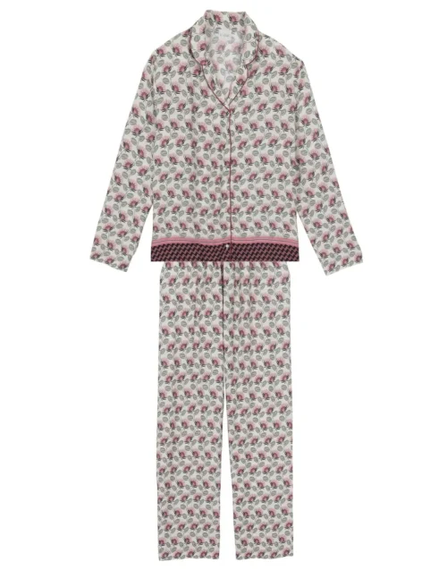 Pyjama Boutonné En Viscose Imprimée écru ZOÉ 606écru -Pyjama Chic Femme Magasin pyjama boutonne en viscose imprimee ecru zoe 606 ecru 5