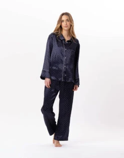 Pyjama Boutonné En Viscose MOON 806 Marine