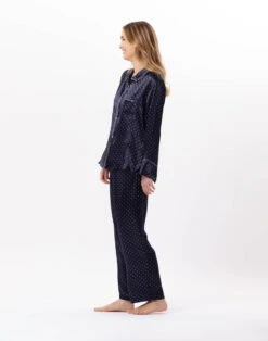 Pyjama Boutonné En Viscose MOON 806 Marine -Pyjama Chic Femme Magasin pyjama boutonne en viscose moon 806 marine 3