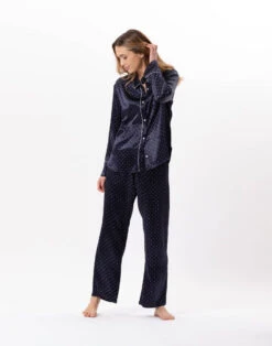 Pyjama Boutonné En Viscose MOON 806 Marine -Pyjama Chic Femme Magasin pyjama boutonne en viscose moon 806 marine 4