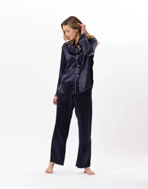 Pyjama Boutonné En Viscose MOON 806 Marine -Pyjama Chic Femme Magasin pyjama boutonne en viscose moon 806 marine 4