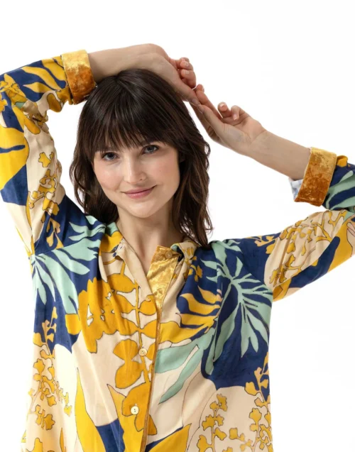 Pyjama Boutonné FOUGÈRES 606 100% Viscose Imprimé Multico -Pyjama Chic Femme Magasin pyjama boutonne fougeres 606 100 viscose imprime multico 2