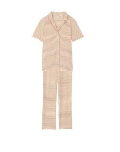 Pyjama Boutonné Rayé En Coton Et Modal FRUTTI 706 Mandarine -Pyjama Chic Femme Magasin pyjama boutonne raye en coton et modal frutti 706 mandarine 6